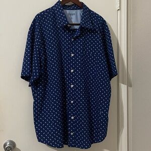 Izod Blue and Watermelon Slice Novelty Print Button Down Shirt Size 3XL